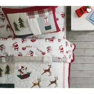Pottery Barn Kids Heritage Black Santa Organic Twin Size Sheets